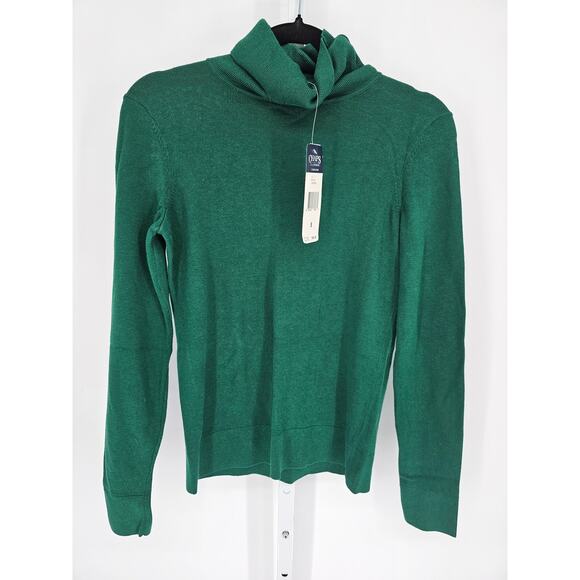 Chaps Classics Women's Green Long Sleeve Turtle Neck Cotton-Modal Sweater Size S - Picture 1 of 4